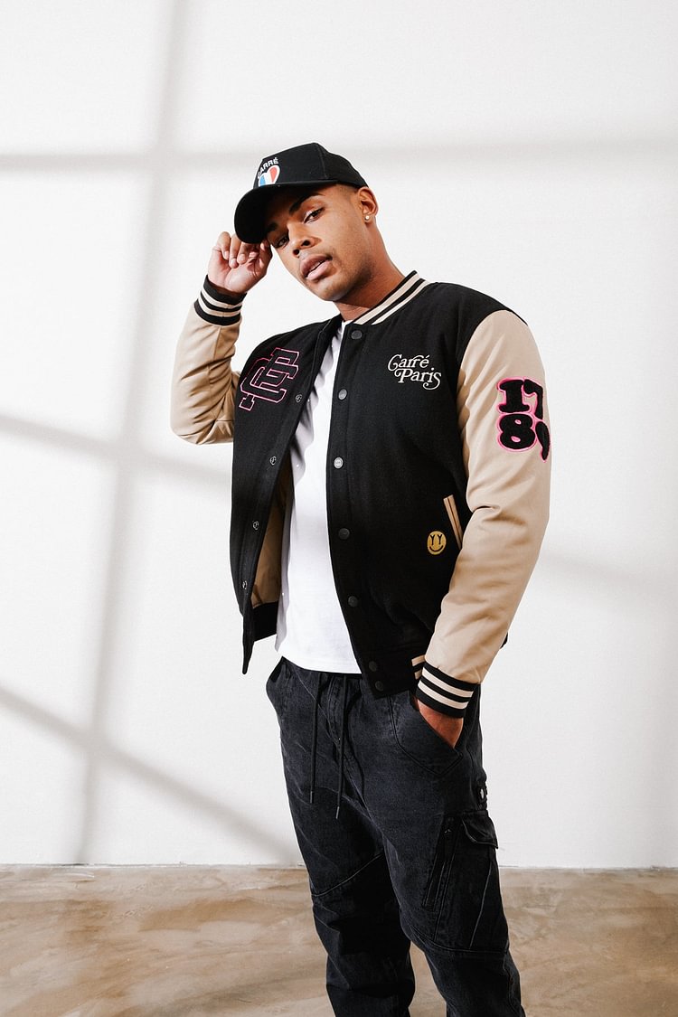 Carre Peace Varsity Jacket Black/Stone