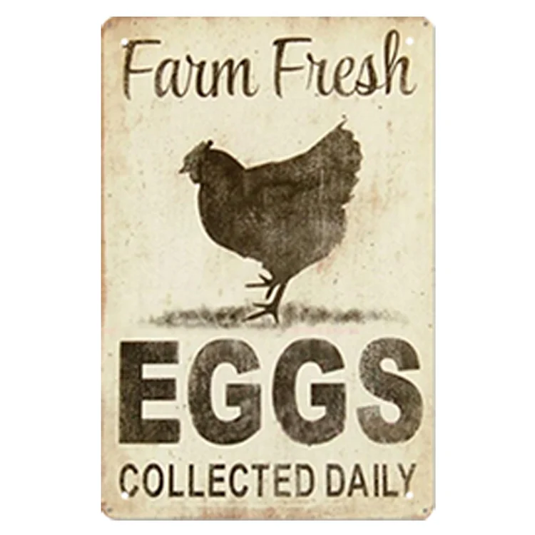 Fresh Eggs - Vintage Tin Signs/Wooden Signs - 7.9x11.8in & 11.8x15.7in