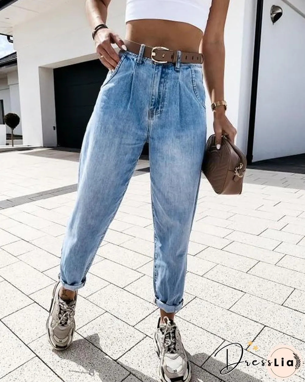 Women Fashion Denim Casual Daily Pants