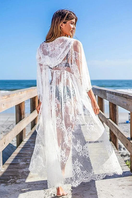 Fairytale Eyelash Brim Hooded Lace Cover Up-elleschic