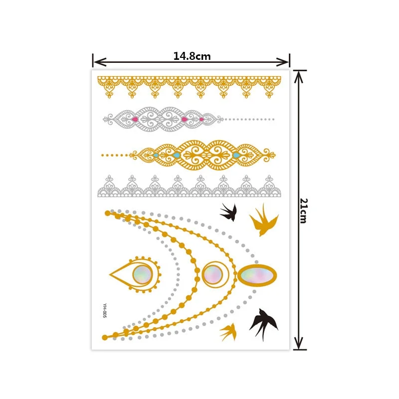 Hot bronzing tattoo stickers waterproof sweat not easy to smudge bronzing temporary tattoo stickers fashion tattoo stickers