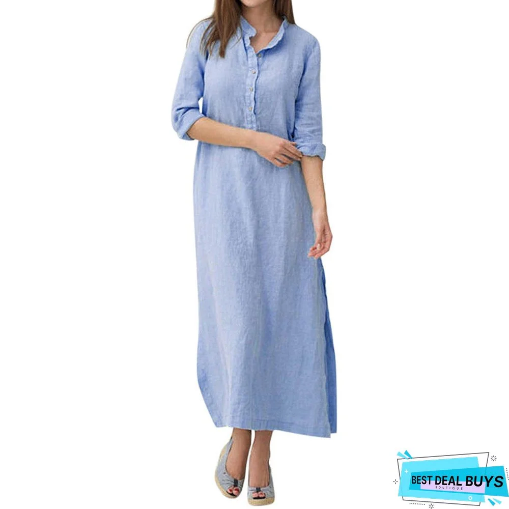 Ladies' Casual and Loose Retro Dress Linen