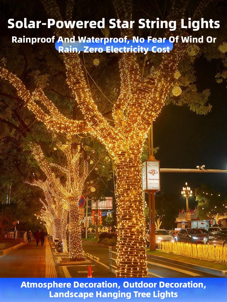 Solar-Powered Star String Lights for Outdoor Tree Decoration &ndash; Waterproof, Windproof, Energy-Saving Landscape Lighting