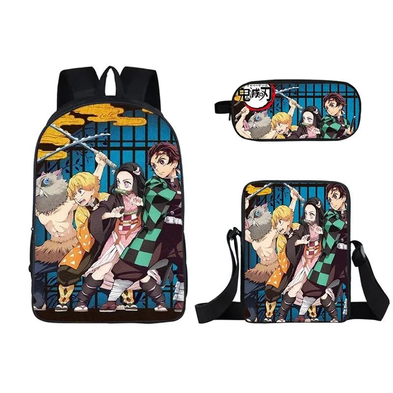 Buzzdaisy Demon Slayer Kimetsu no Yaiba Kamado Nezuko #2 3pcs Set School Bag Backpack Lunch Box Book Pencil Bags