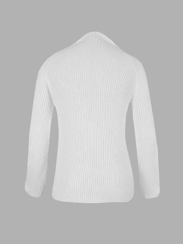 Long Sleeve High Neck Solid Color Sweater1