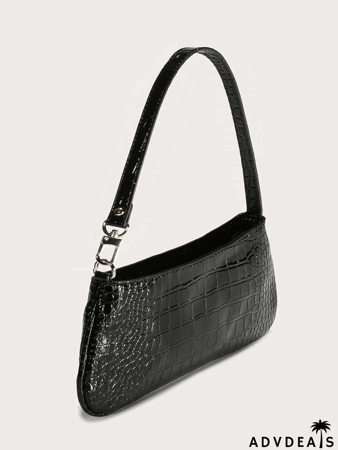 Crocodile Pattern Baguette Bag