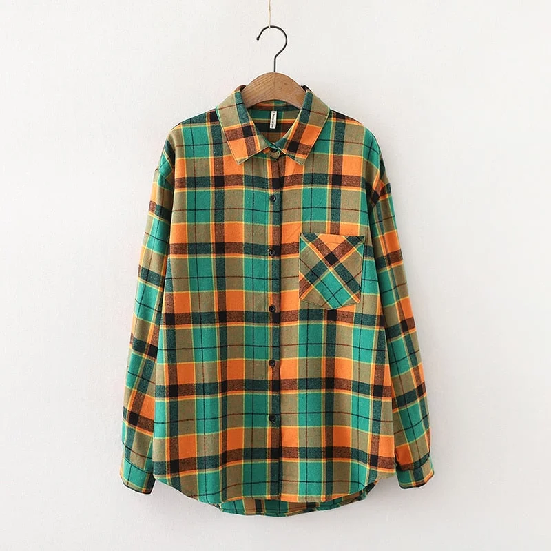 Plaid Shirts Womens Checked Blouses And Tops Long Sleeve Female Casual Print Shirt Loose Cotton Blusas Outwear Autumn News
