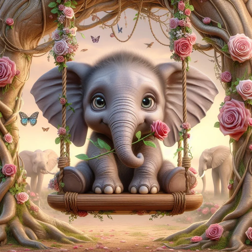 Diamond Painting - Full Round Drill - Swing Elephant(Canvas|40*40cm)