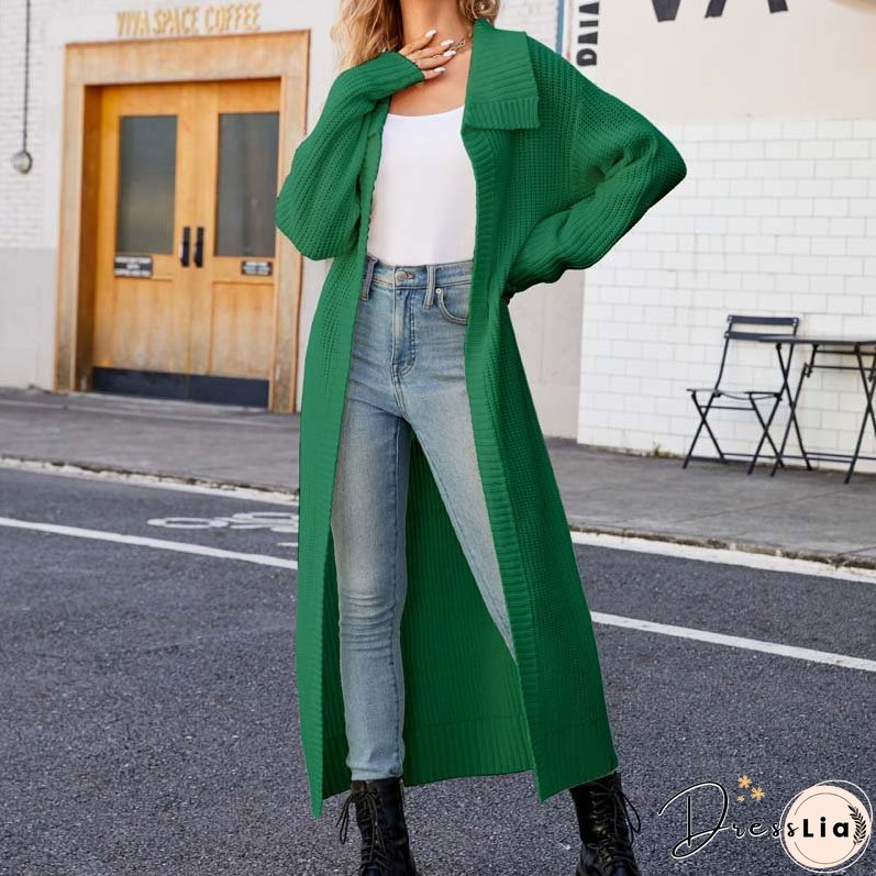 Casual Solid Colour Long Cardigan