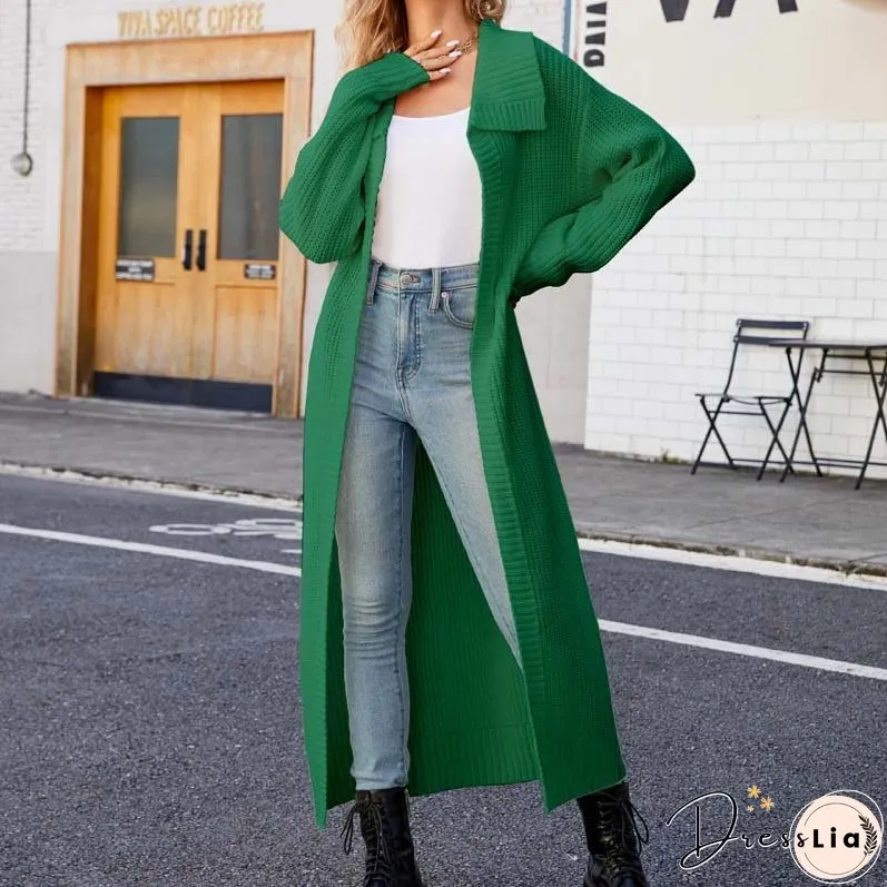 Casual Solid Colour Long Cardigan