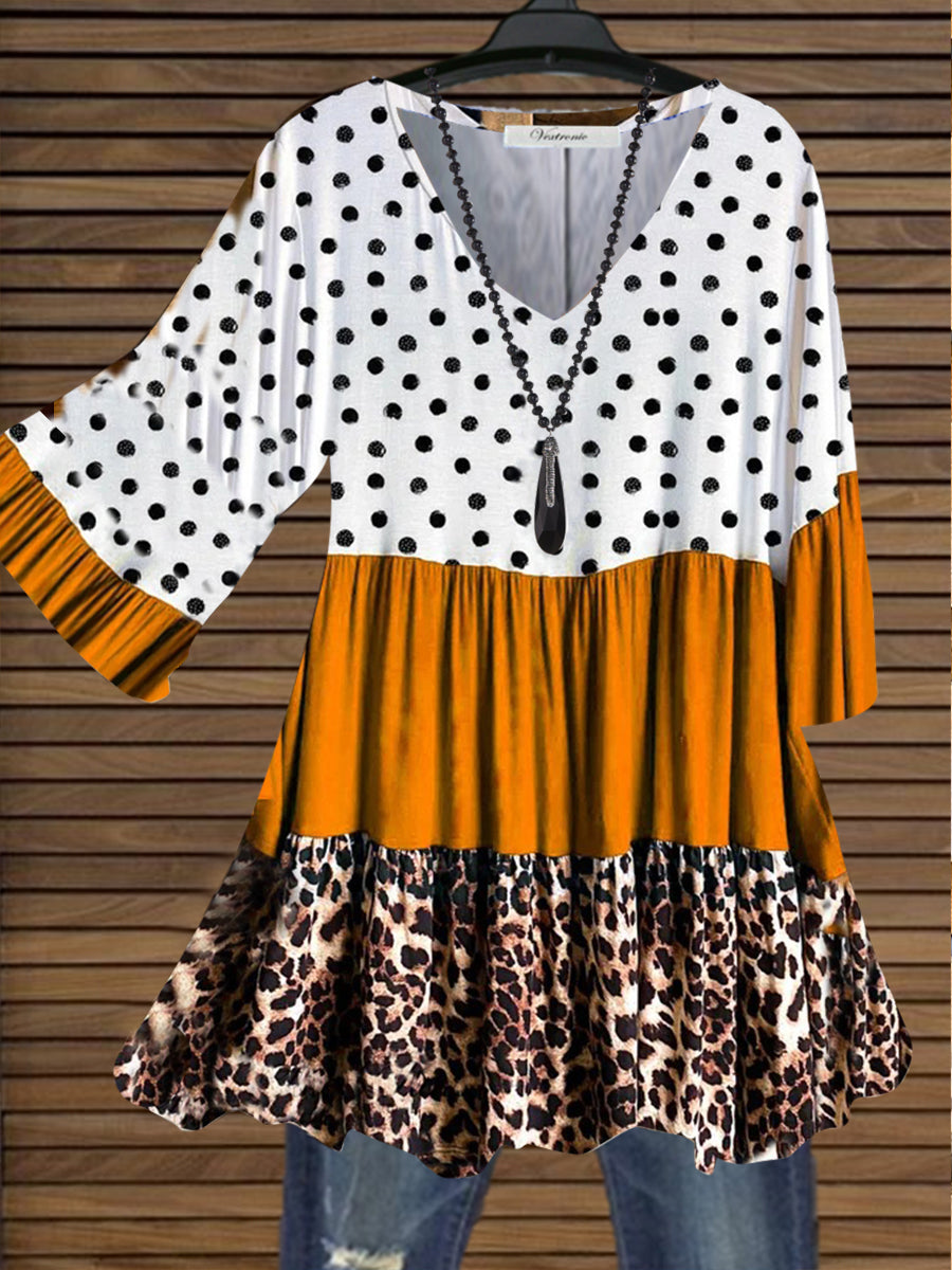 Women Long Sleeve V-neck Graphic Floral Printed Top