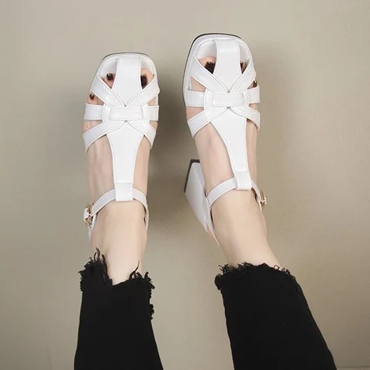 Closed Toe Hollow-out Roman Style High Heels  Stunahome.com