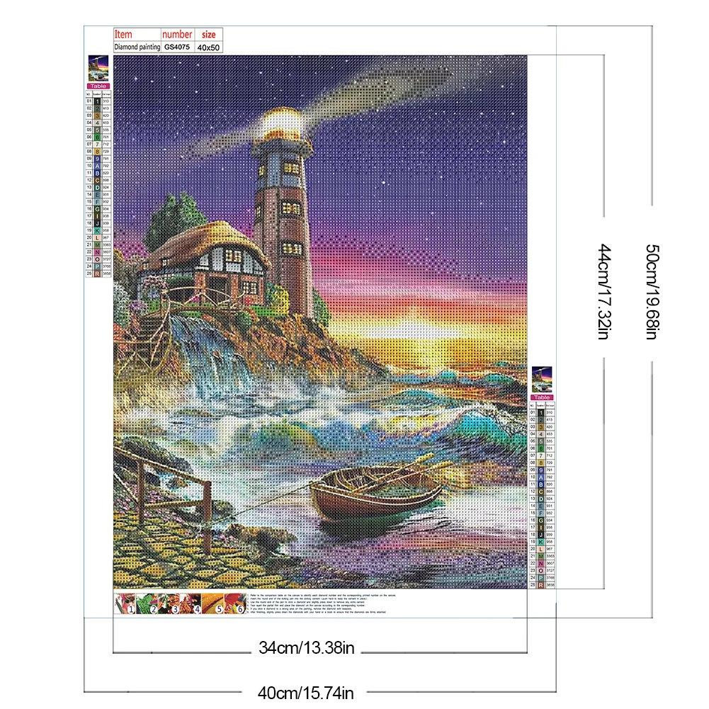 Diamond Painting - Full Square Drill - Seaside Lighthouse Landscape(Canvas|40*50cm)