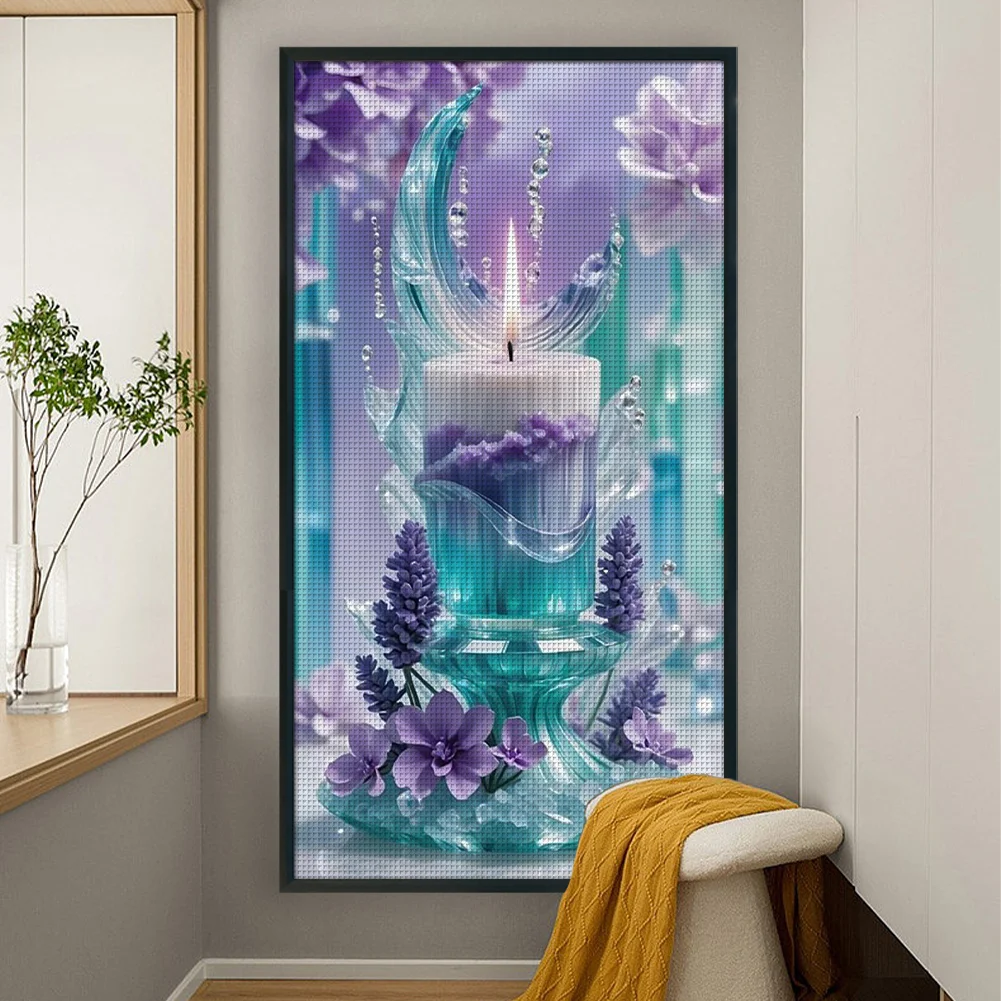 11CT Full Stamped Cross Stitch - Candle(Canvas|40*70CM)