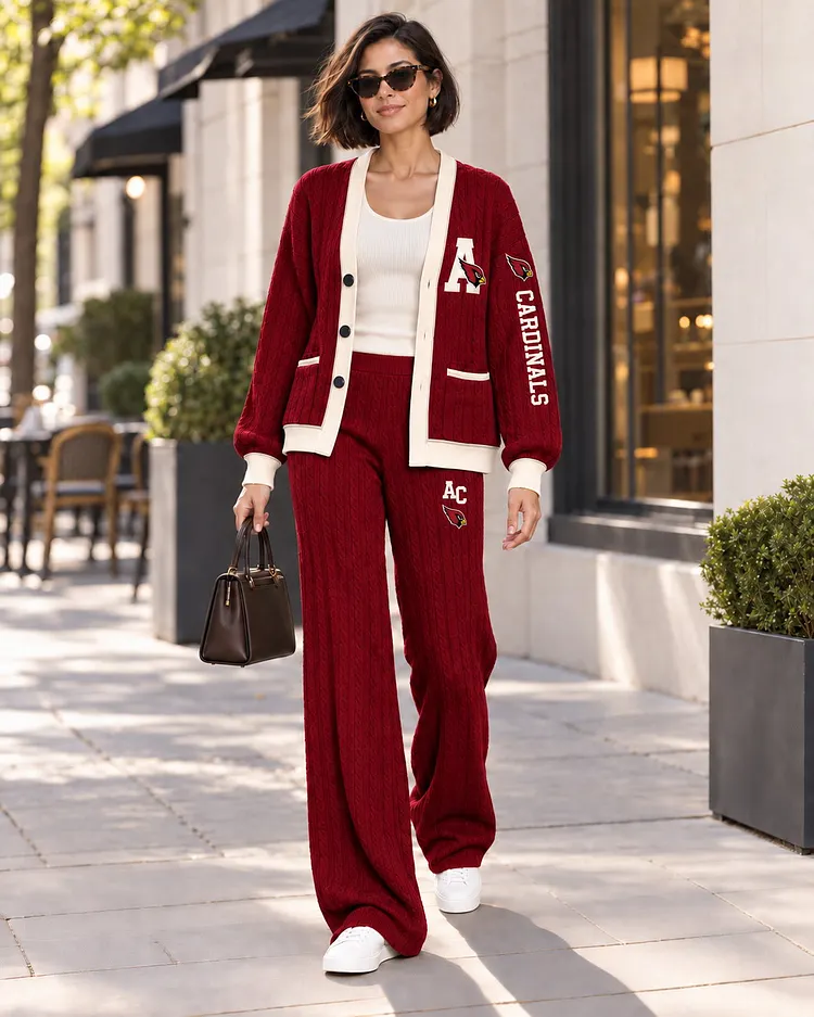 Arizona Cardinals Women's Game Day Cable-Knit Cardigan & Wide-Leg Pants Set