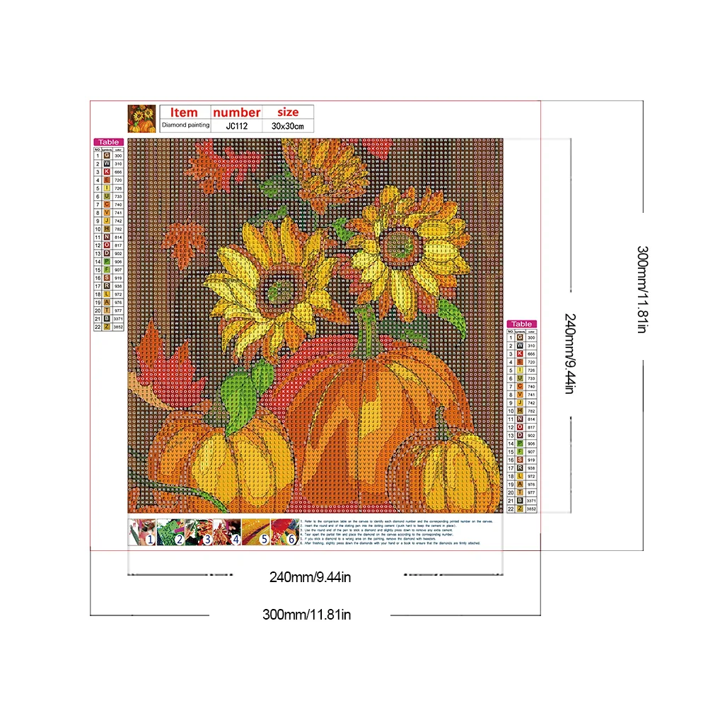 Full Round Diamond Painting 30*30cm - Pumpkin And Sunflower