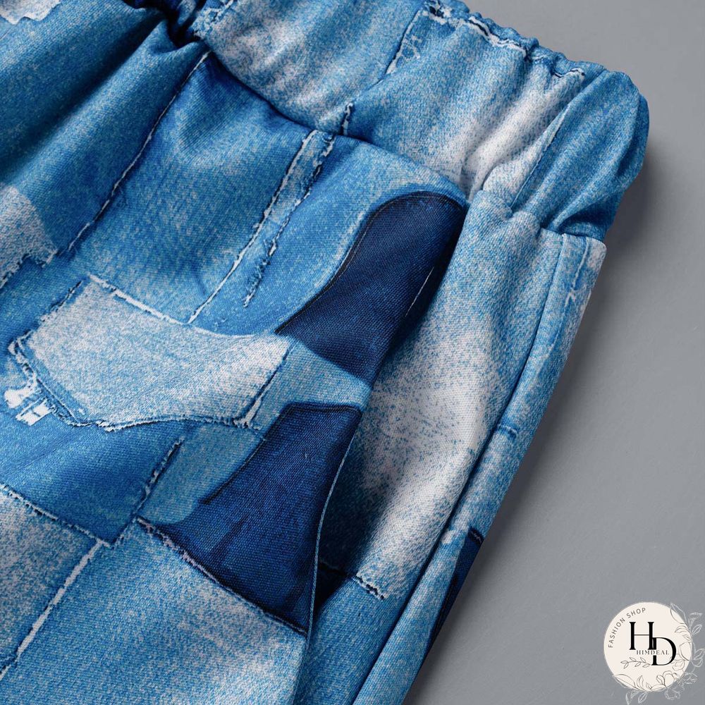 Grey Black Casual Print Patchwork O Neck Short Sleeve Two Pieces