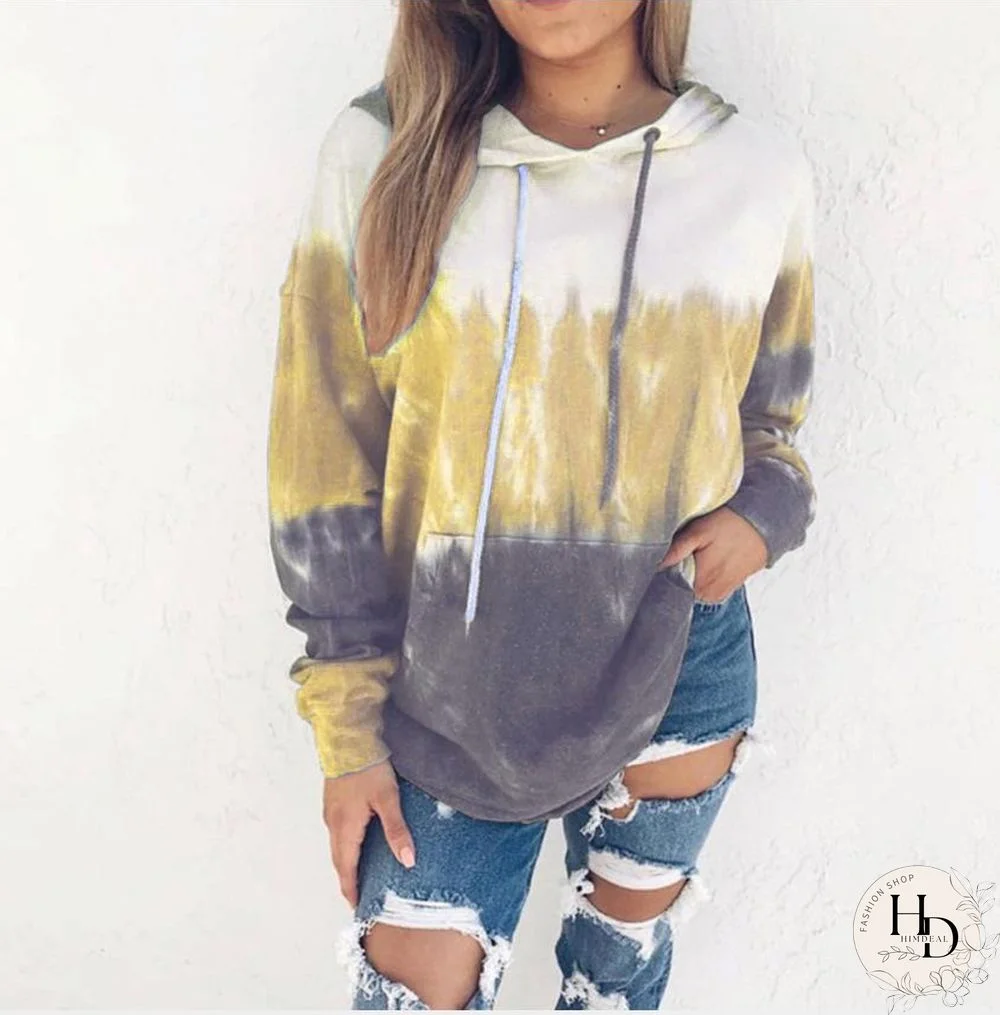 Fashion Gradient Printed Loose Hoodie