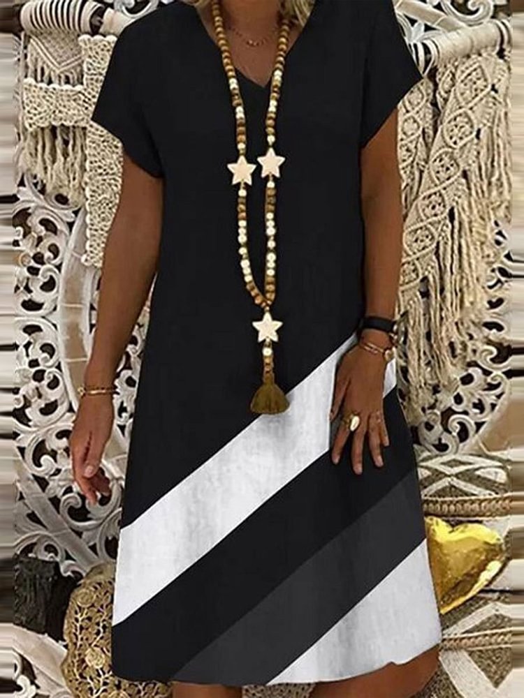 Printed Short Sleeve Dress-Mayoulove