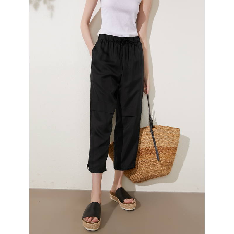 Cargo Style Cropped Silk Pants For Women REAL SILK LIFE