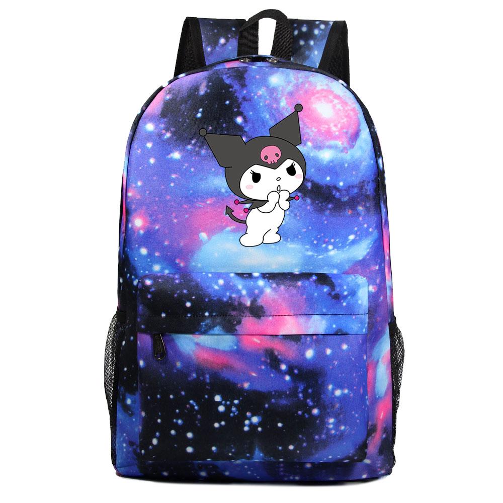 Mayoulove Kuromi Backpack Lightweight Design With Multiple Pockets For School And Outdoor Use-Mayoulove