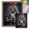>SALE<Full Embroidery Cotton Thread 11CT Printed Scary Girl Bunny Cross Stitch 50x60cm