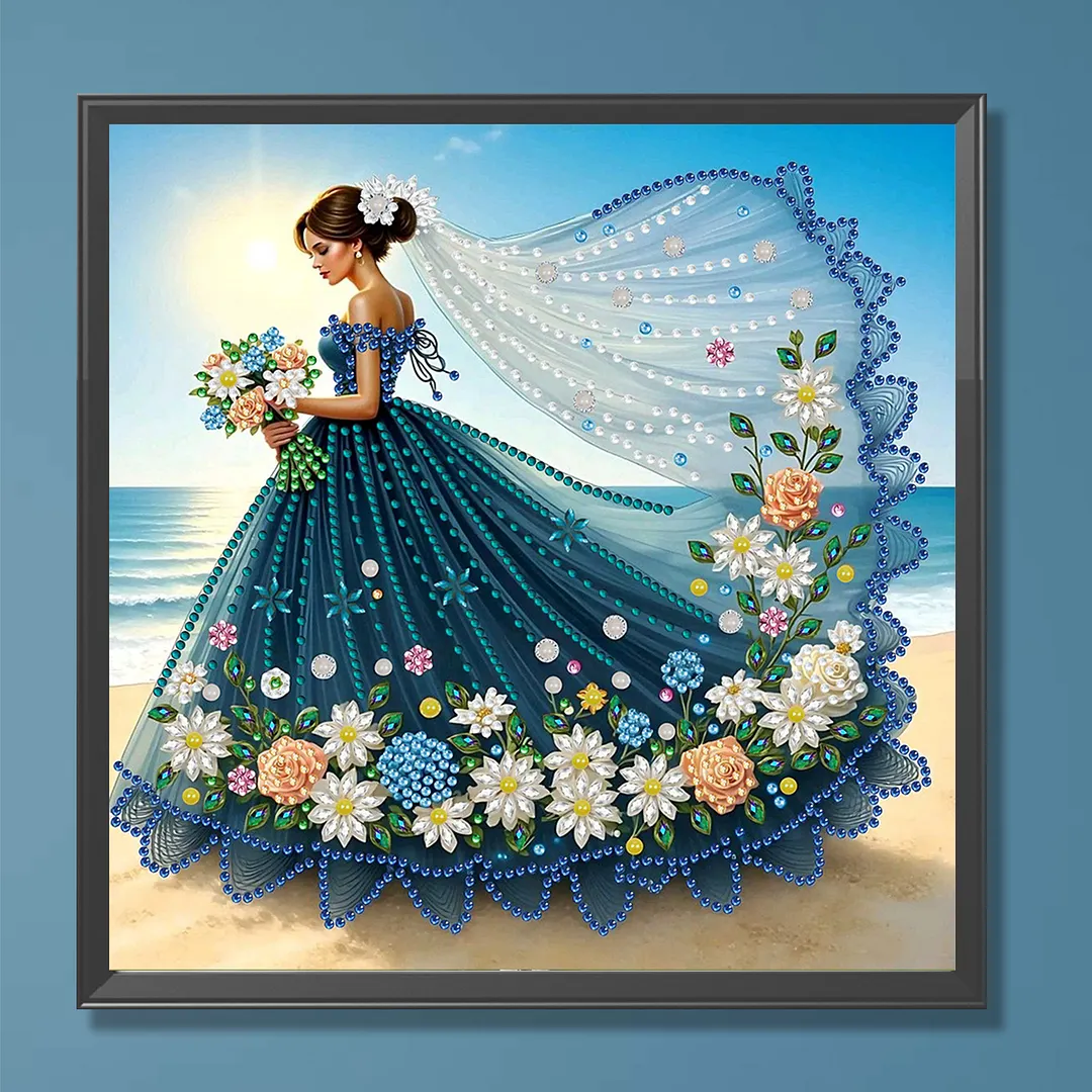 Diamond Painting - Partial Special Shaped Drill - Ocean Floral Gown(Canvas|30x30cm)