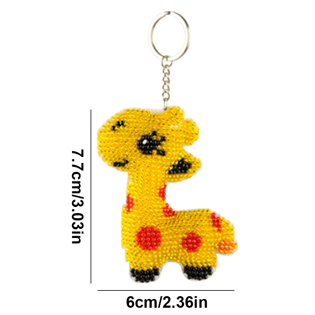 Giraffe - Stamped Bead Embroidery - Keychain
