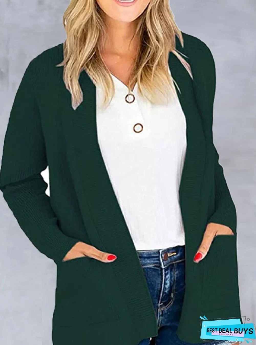 Casual Loose Solid Color Sweater Cardigan