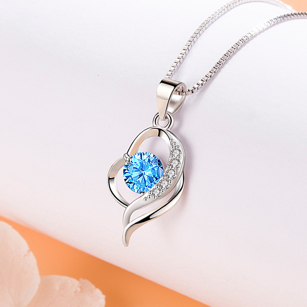Fashion Blue Diamond Heart Shaped Plating Necklace 2024 - Flycurvy 