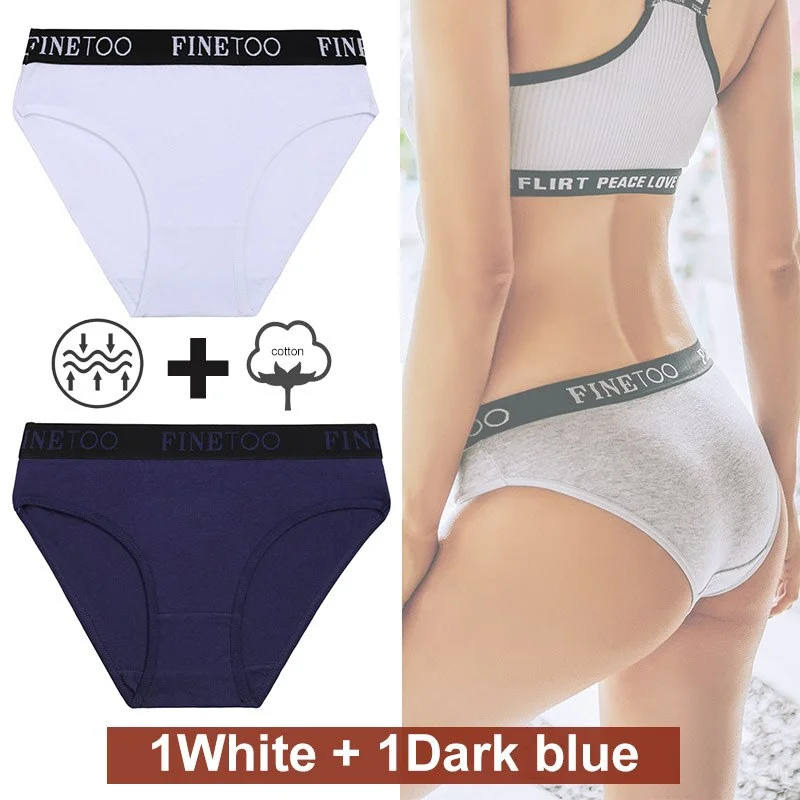 2PCS/Set Women Cotton Panties Female Underwear Sexy Briefs Lingerie Panties Female Underpants Intimate Finetoo Pantys M-XXL