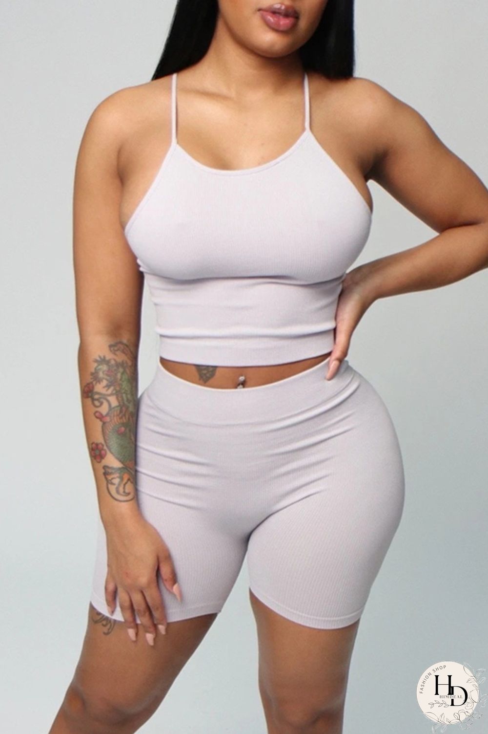 White Sexy Casual Solid Backless Spaghetti Strap Sleeveless Two Pieces