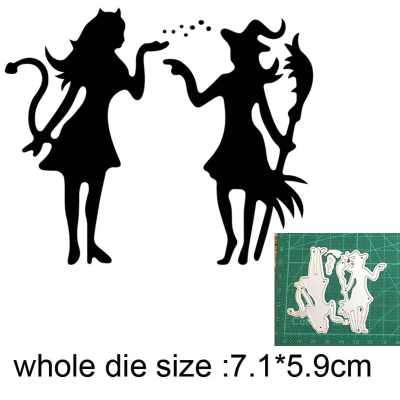 2021 New Cutting Metal Dies For Halloween Witch Cat Do It Yourself Stamps Card Gift Decoration Paper Craft Supplies