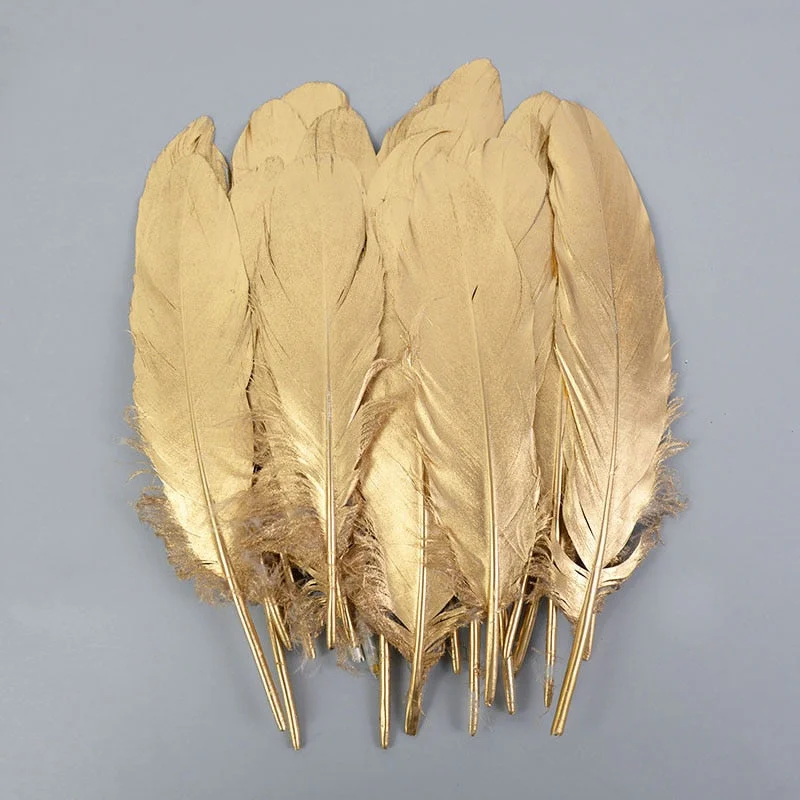 10/20pcs Gold Dipped Feather Natural Goose Turkey Feathers for Wedding Party Gift Box Cake Decoration Balloon Filler DIY Crafts