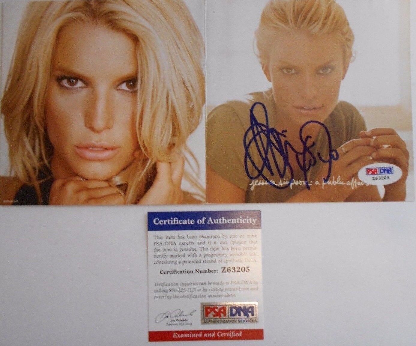 JESSICA SIMPSON * PSA/DNA CERTIFIED * AUTHENTIC AUTOGRAPHED CD COVER