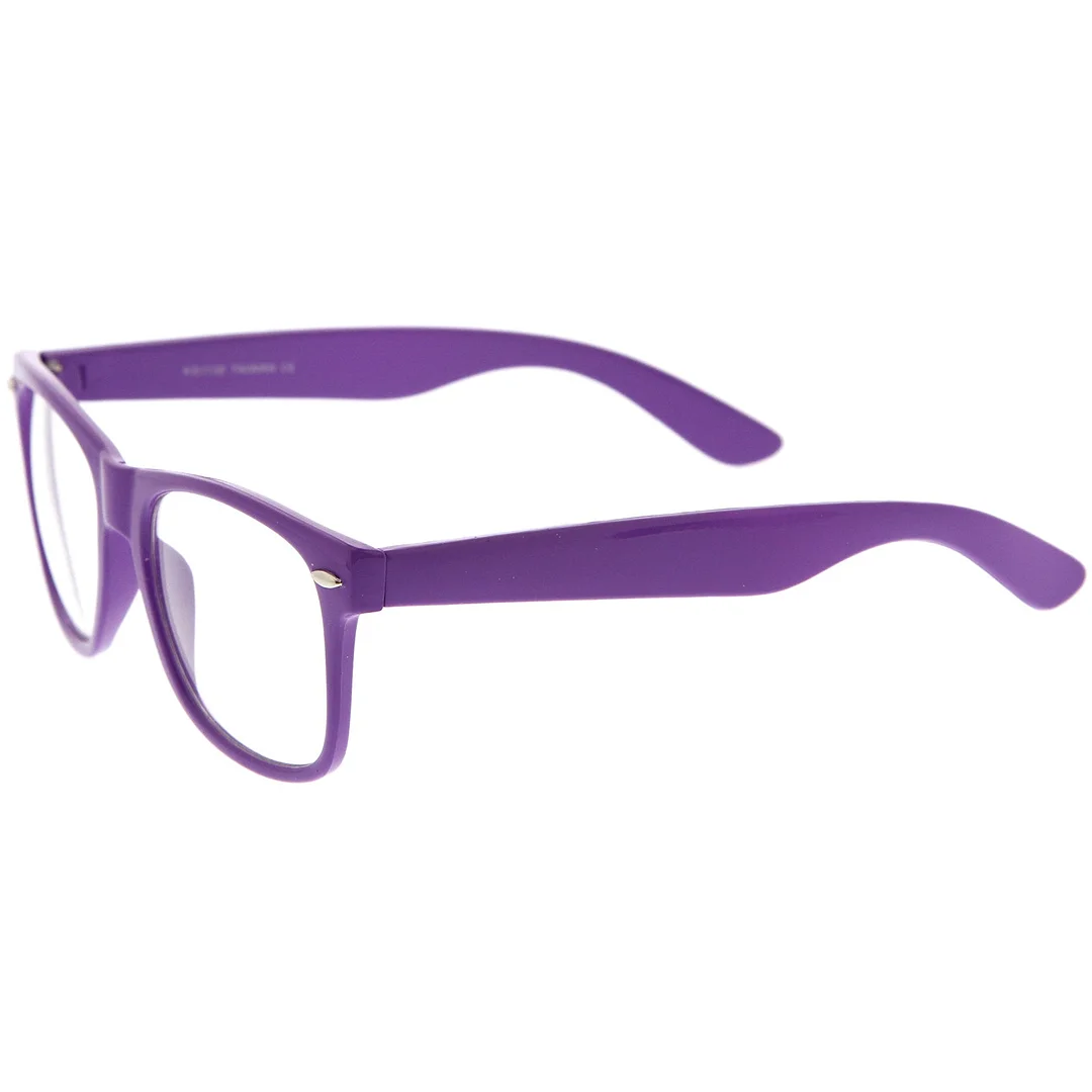 Retro Wide Temple Clear Lens Horn Rimmed Eyeglasses 54mm