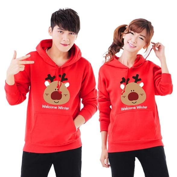 S-3XL Welcome Winter Couple Hoodie Jumper SP154098