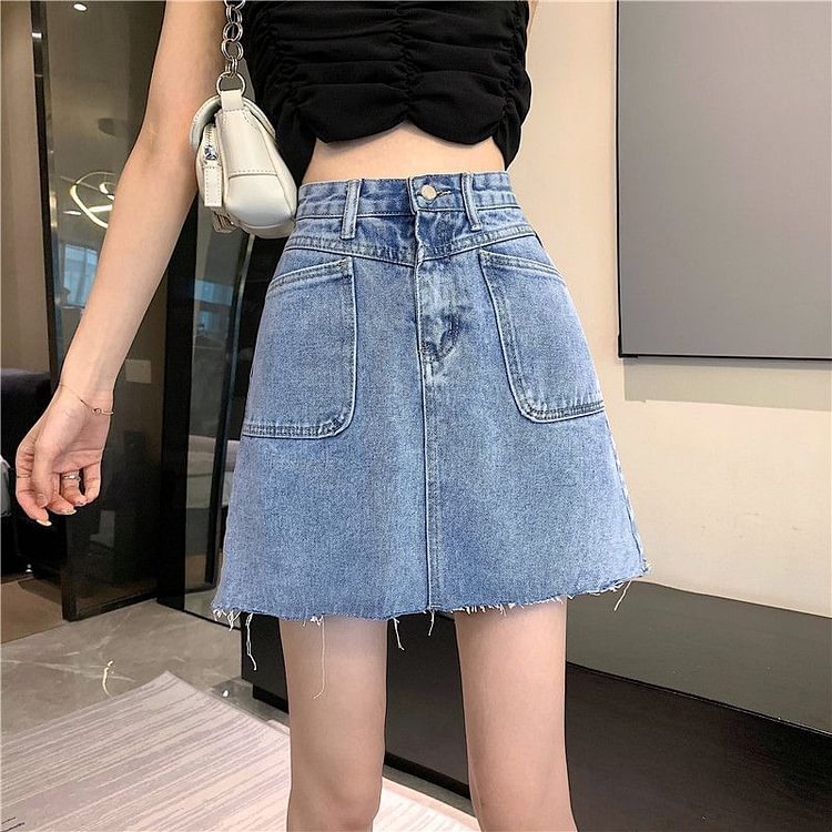 Denim Mini A-Line Skirt YP3981