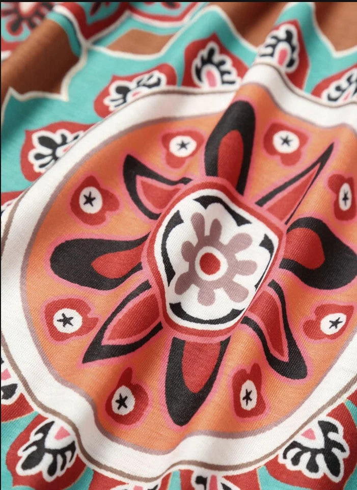 Floral Mandala Printed Sleeveless Mini Dress