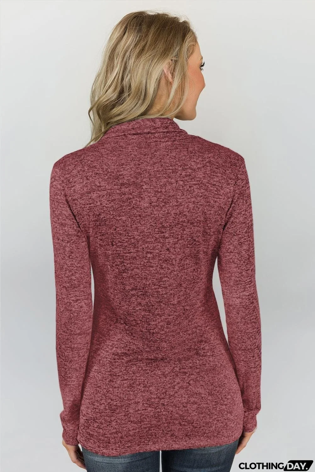 Christmas Reindeer Snow Print Zipped Pullover Top