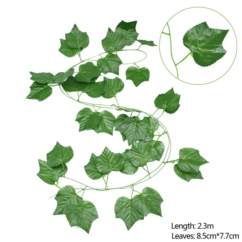 230cm Artificial Leaves Garland Fake Green Leaf Ivy Vine Artificial Plant Wall Hanging Garland Wedding Party Home Garden Decor