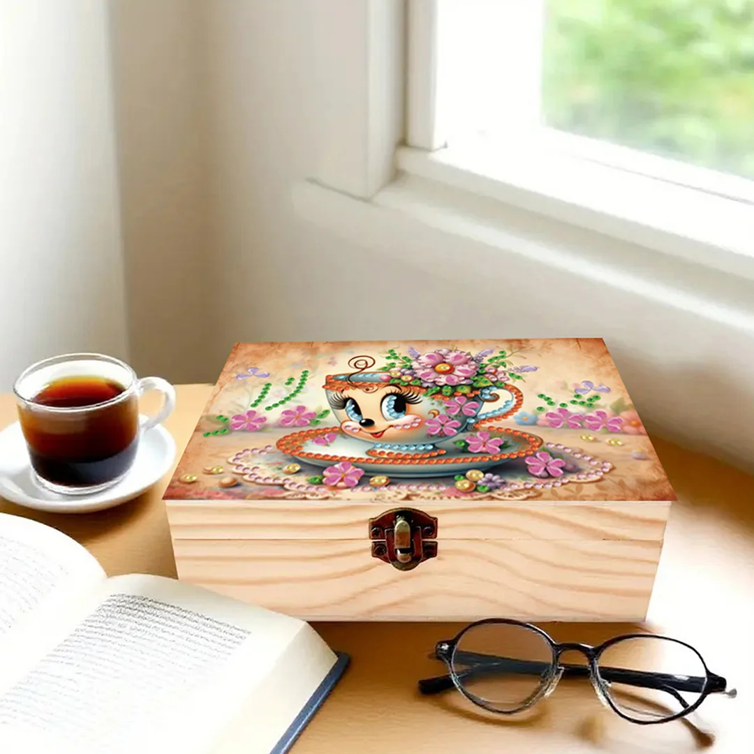 1Pc DIY Diamond Painting Wooden Storage Box Jewelry Box Kits (MZH031)