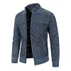 Men's Thickened Casual Fleece Loose Stand Collar Knit Cardigan Sweater Jacket Coat