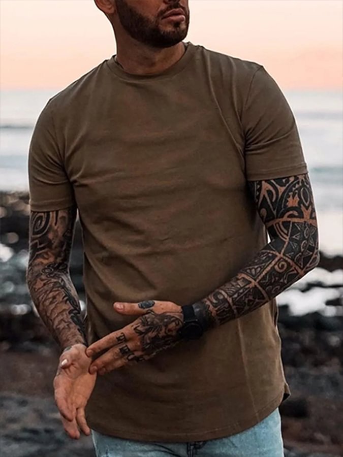 Men's Cotton  Dark Khaki T-Shirt