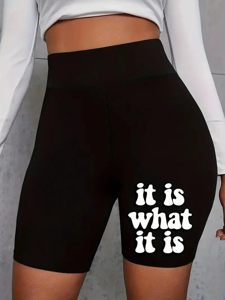Infashule Women's Casual Shorts - "It Is What It Is" Letter Print, Lightweight & Breathable Polyester, Perfect For Spring/Summer, Comfortable Elastic Waistband, Casual Wear | Playful Print | Lightweight Short