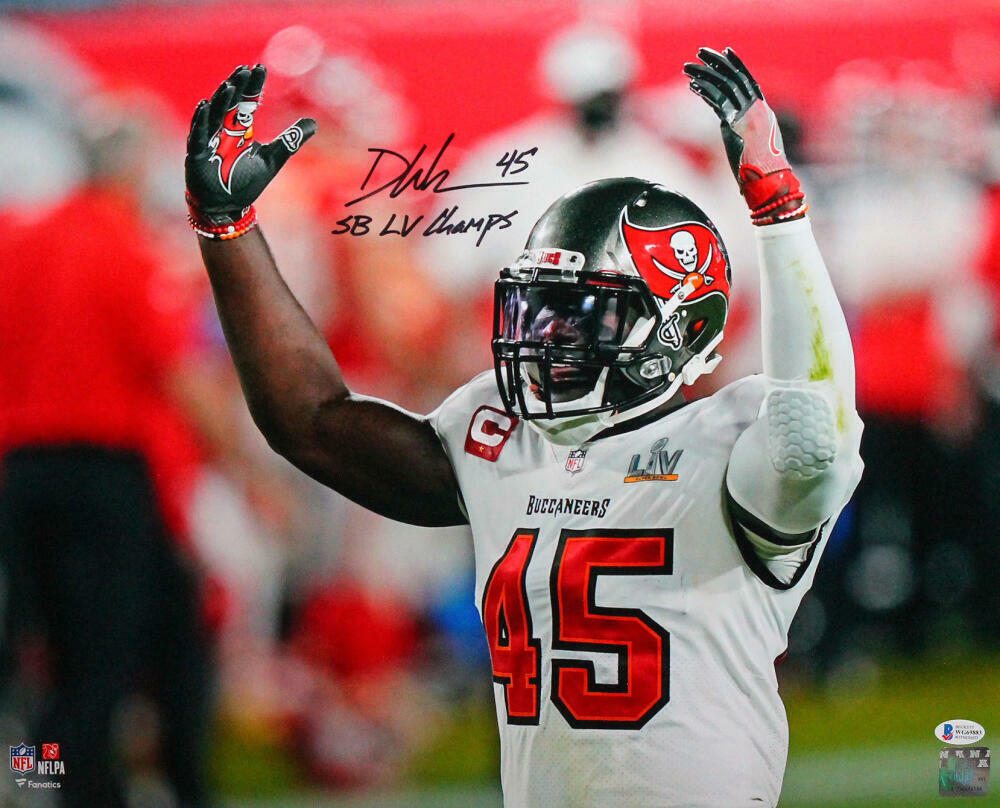 Devin White Signed Buccaneers 16x20 Arms Up Photo Poster painting W/ Insc-  Beckett W Auth *Blac