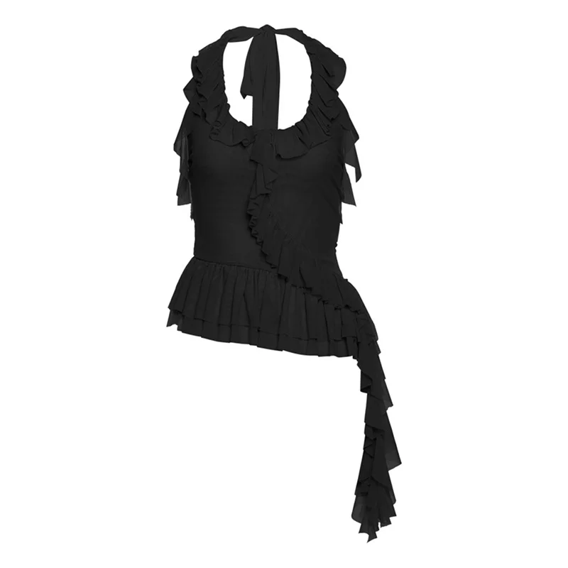 Toloer Toloer 2024 Summer Women's Flounce Sleeveless Jacket Is Elegant And Slim Vest-Outfit Ideas