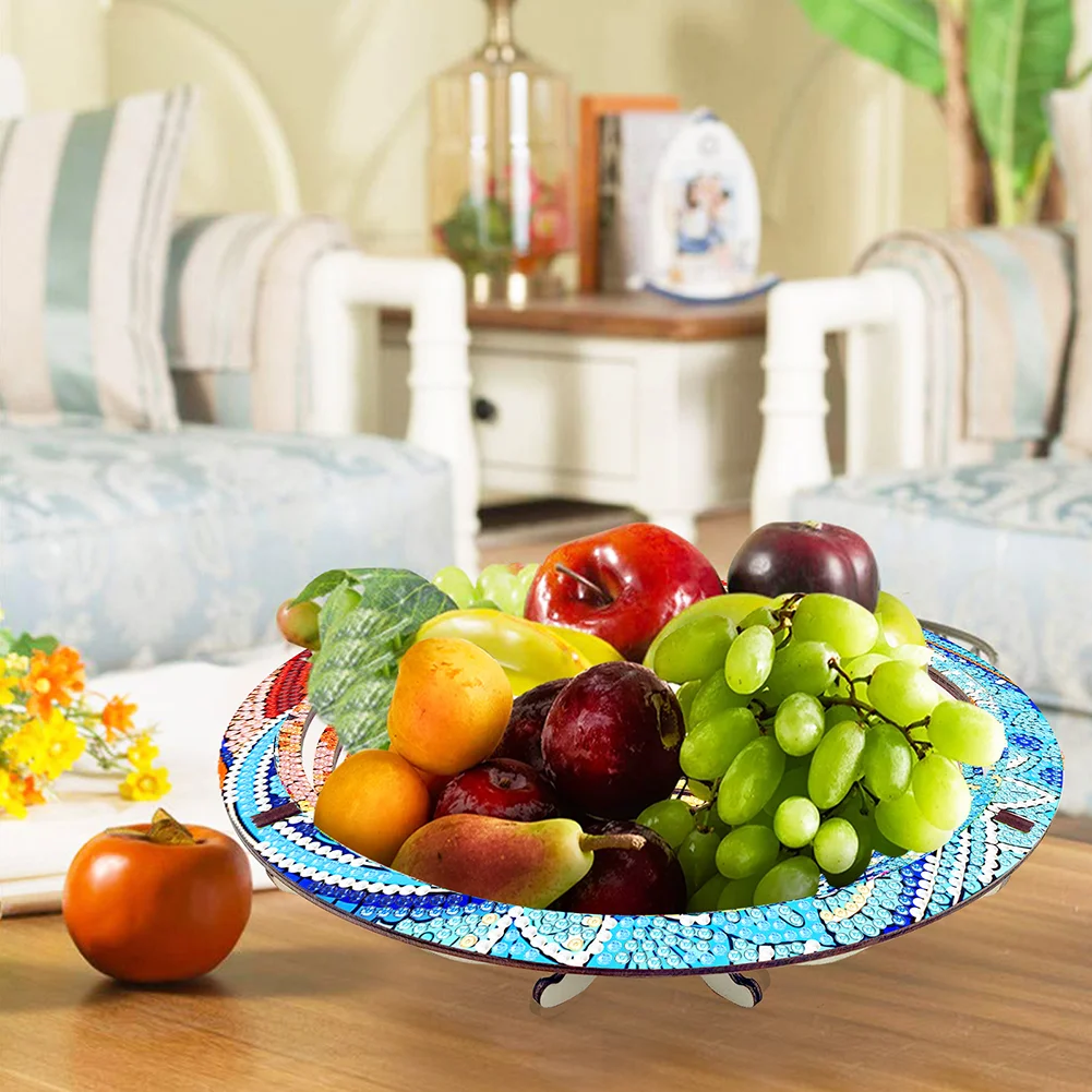 DIY Mandala Diamond Painting Wooden Serving Tray Decorative Diamond Painting Dining Plate