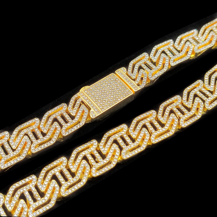 16MM Iced Out Baguette Cuban Link Chain Hip Hop Jewelry-VESSFUL