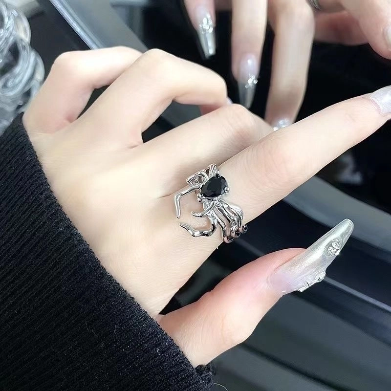 Gothic Hip-Hop Retro Spider Alloy Irregular Plating Women’s Open Rings